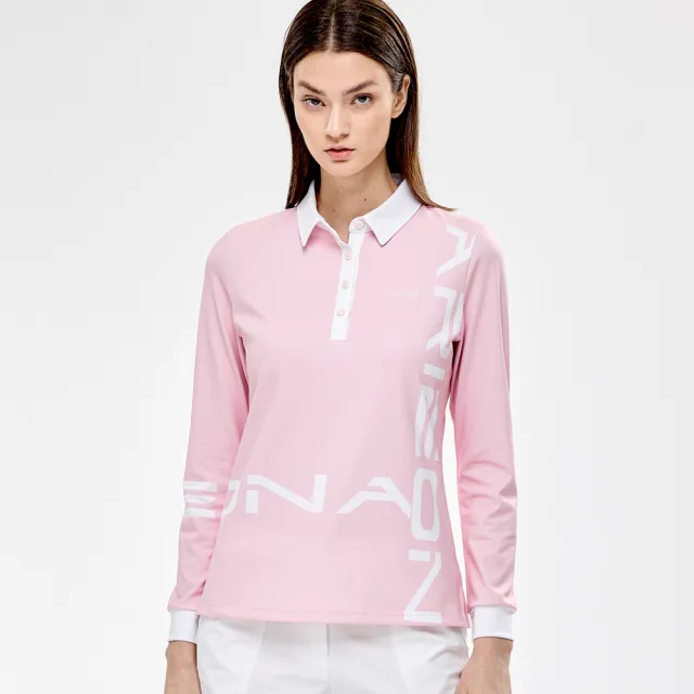 【PING】女款ARIZONA吸濕排汗高爾夫薄長袖POLO衫-粉色(GOLF/高爾夫球衫/RA24202-15)