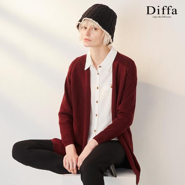 【Diffa】長版貼袋設計毛衣外套-女