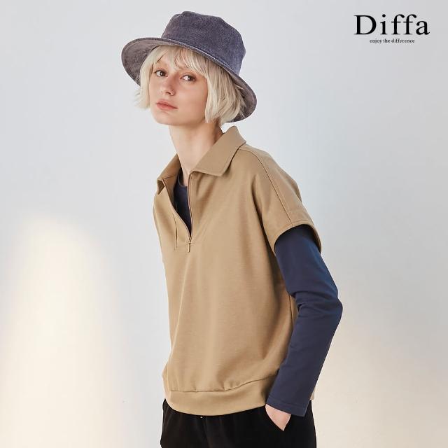 【Diffa】簡約西裝領連袖設計針織衫-女