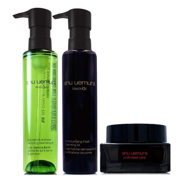 【Shu Uemura 植村秀】黑米/抹茶潔顏油150ml-任選一款 + 無極限養肌彈嫩霜35ml-妝前打底霜(專櫃公司貨)