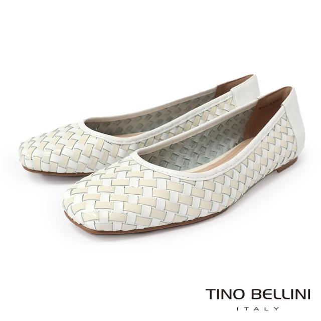 【TINO BELLINI 貝里尼】編織芭蕾舞娃娃平底鞋FSBV021-0(白)