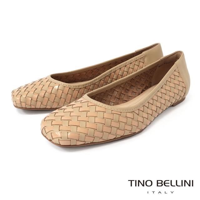 【TINO BELLINI 貝里尼】編織芭蕾舞娃娃平底鞋FSBV021-3(米色)