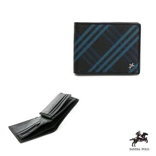 【DFBAGSCHOOL】SANDIA POLO皇家藍格系列牛皮抽取活動式卡夾長短拉鏈皮夾