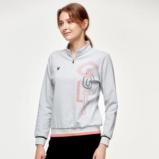 【PLAYBOY GOLF】女款蓄熱保暖下擺束口高爾夫立領長袖上衣-灰(吸濕排汗/GOLF/KA24226-83)
