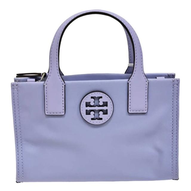 【TORY BURCH】新款 稀有色 皮革雙T logo尼龍斜背包mini(紫羅蘭/贈原廠防塵袋紙袋)