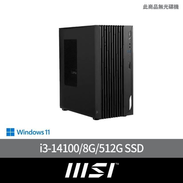 【MSI 微星】14代i3 四核電腦(PRO DP180 14-277TW/i3-14100/8G/512G SSD/W11)