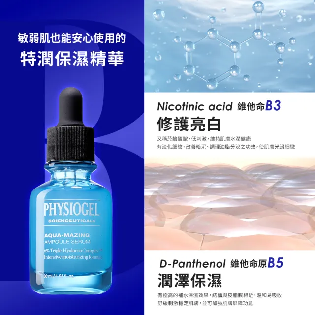 【PHYSIOGEL 潔美淨】特潤賦活保濕精華液30ml(玻尿酸、高效保濕、敏感肌)