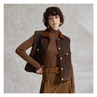 【EPISODE】百搭率性配色領羊皮背心（咖）E44903