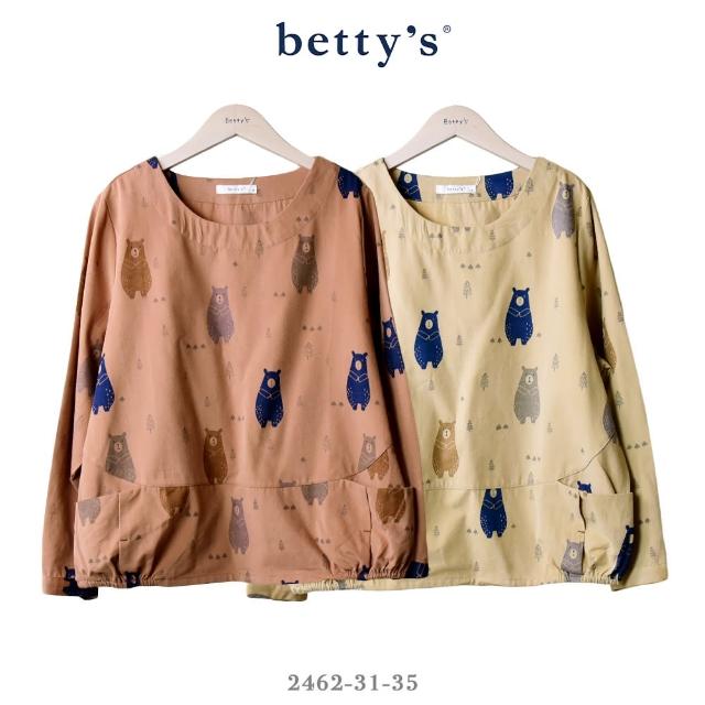 【betty’s 貝蒂思】熊熊印花口袋圓領上衣(共二色)