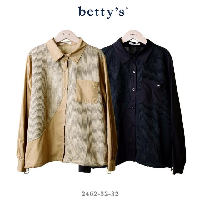 【betty’s 貝蒂思】不對稱針織拼接抽繩襯衫(共二色)