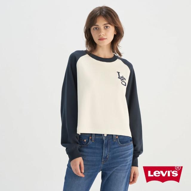 【LEVIS 官方旗艦】女款 長袖 大學T 休閒印花 長袖上衣 人氣新品 0016B-0000