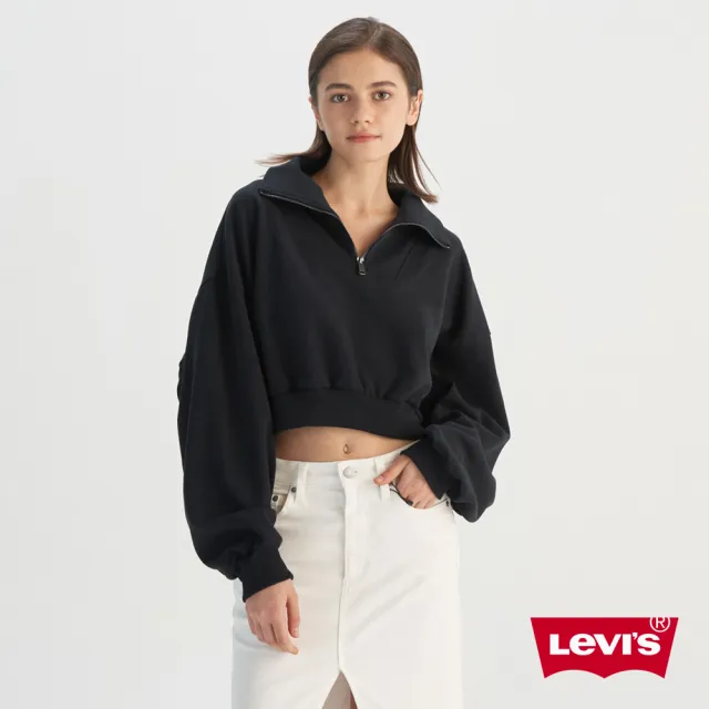 【LEVIS】女款 短版長T 長袖上衣 1/4 拉鍊 熱賣單品 0015T-0000