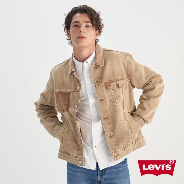 【LEVIS 官方旗艦】男款 TYPE III 牛仔外套 單寧外套 復古寬鬆版型 沙漠卡其色 人氣新品 0015E-0007