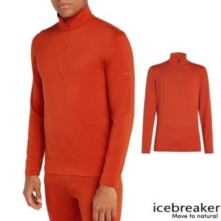 【Icebreaker】男 美麗諾羊毛 Core Heavyweight 半開襟長袖上衣.立領套頭衫(IB0A575K-A84 磚橘)