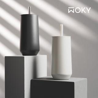 【WOKY 沃廚】輕芯鈦瓷易潔層吸管隨行杯600ml-單蓋款(辦公室杯/濾掛杯/保冰保溫杯)