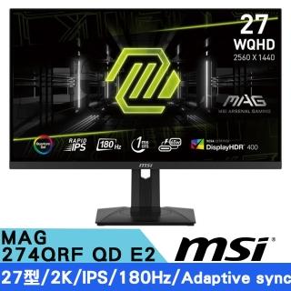 【MSI 微星】MAG 274QRF QD E2 27型 IPS 2K電競螢幕(180Hz/Type C/Adaptive sync/HDR400)