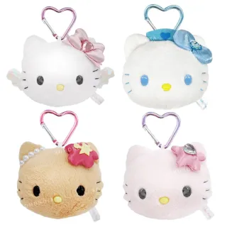 【小禮堂】Sanrio 三麗鷗 Hello Kitty 愛心扣環玩偶隨身鏡 - 90”s系列(平輸品)