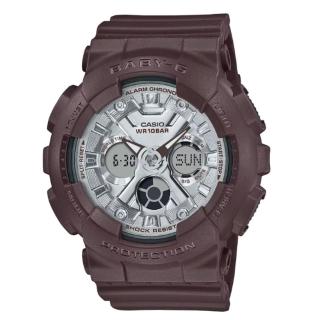 【CASIO 卡西歐】BABY-G 巧克甜心 時尚酷甜 黑巧克力 雙顯系列 BA-130SW-5A 43.3mm
