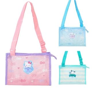 【小禮堂】Sanrio 三麗鷗 兒童透明網狀方形斜揹包 - 炎夏企劃 Kitty 大耳狗 帕恰狗(平輸品)