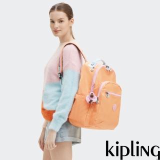 【KIPLING官方旗艦館】『首爾包』淡橘色機能手提後揹包-SEOUL