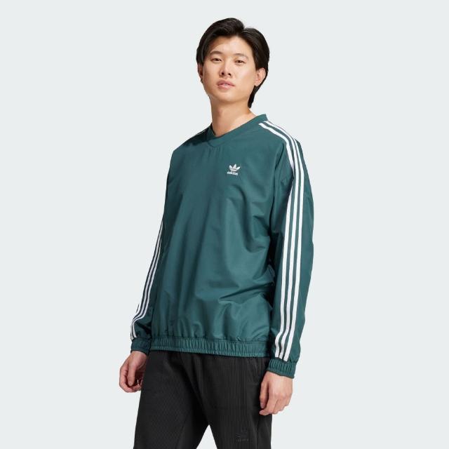 【adidas 愛迪達】長袖上衣 男款 運動 亞規 三葉草 WOVEN WB 綠 IZ2462