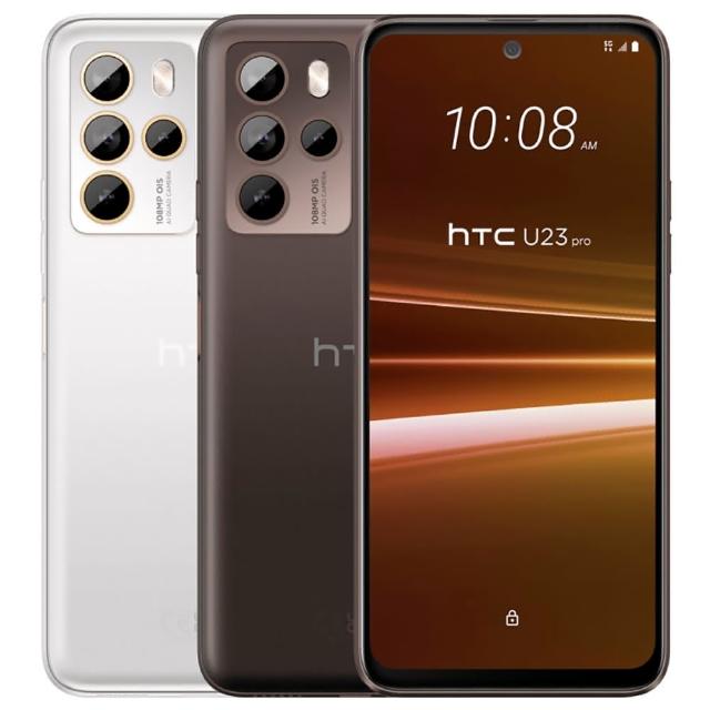 HTC U23 Pro 搭載 Qualcomm Snapdragon 7 Gen 1 八核心處理器，6.7 吋 FHD+ 螢幕解析度達 2400x1080，提供流暢效能與視覺享受。後置 108MP + 8MP + 5MP + 2MP 四鏡頭系統，前置 32MP 自拍鏡頭，支援 5G 雙卡雙待、IP67 防水防塵、4600mAh 電池續航。內建 8GB RAM / 256GB 儲存空間，可擴充 microSD 記憶卡。顏色選擇咖啡黑、慕雪白，尺寸 166.6 x 77.09 x 8.88 mm，重量 205g。支援 NFC、藍芽、USB 傳輸，NCC 認證 CCAK235G0010T0，適合追求高效能的 5G 手機使用者。