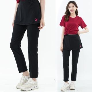 【遊遍天下】MIT臺灣製女款假兩件式抗UV防曬涼感吸濕排汗彈性長褲GP1015(瑜珈褲 褲裙 M-3L)