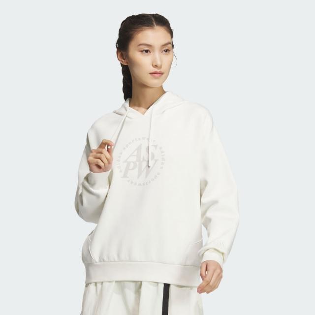 【adidas 愛迪達】長袖上衣 女款 帽T 運動 亞規 LOUNGE DK HDY 白 JJ3543