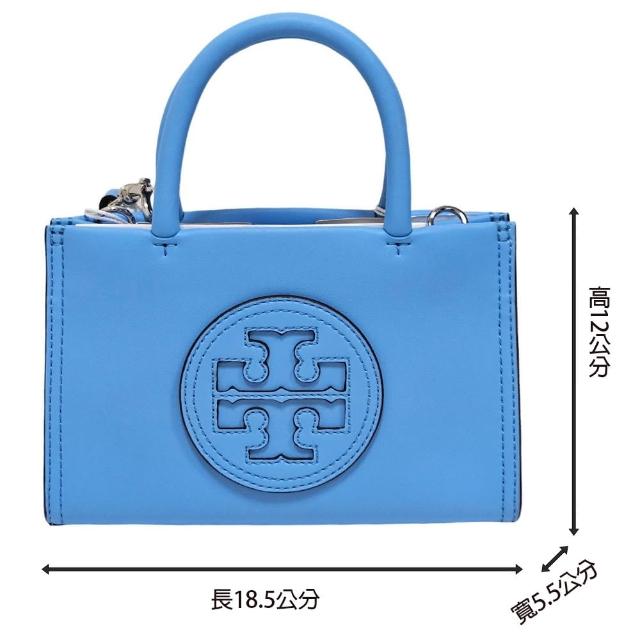 【TORY BURCH】TB Ella Bio 雙T浮雕LOGO皮革迷你款托特包(天空藍/贈原廠防塵袋紙袋)