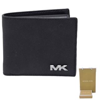 【Michael Kors】MK 男款 金屬立體LOGO防刮零錢袋短夾(黑色/贈原廠紙袋紙盒母親節送禮)