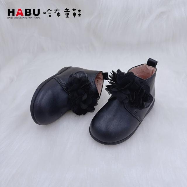 【HABU 哈布童鞋】小花瓣童趣甜甜高筒童鞋 黑色 小花童  7031-BK(小花童穿搭 童鞋)