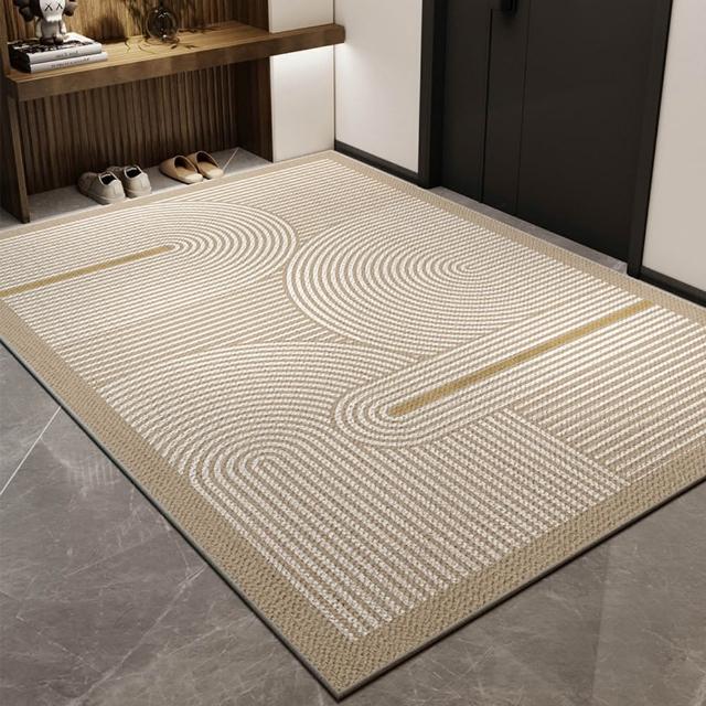 【聚時柚】雅緻高質感80*50cm刮泥吸水玄關腳踏墊(比利時絲圈絨印花TPR地墊)