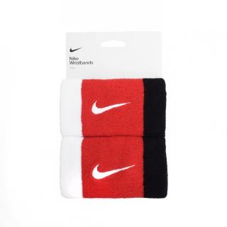 【NIKE 耐吉】Swoosh 加長腕帶 護腕 2入 運動 跑步 打球 健身 訓練 吸濕排汗 紅 黑(AC2287-118)