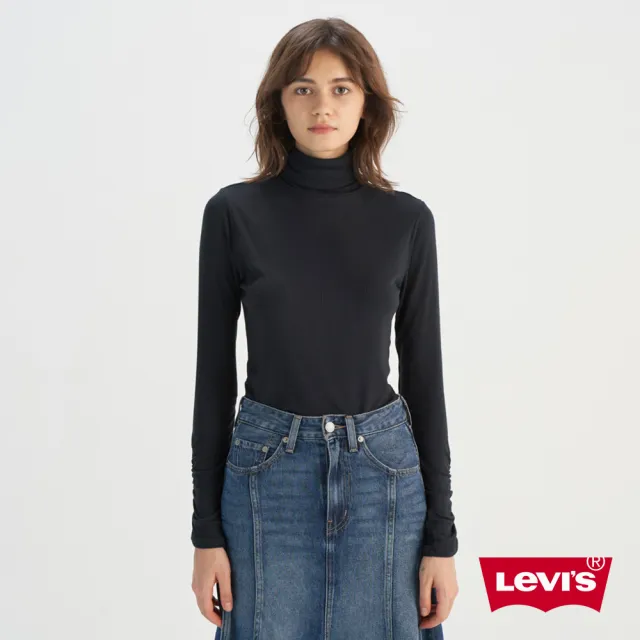 【LEVIS】女款 高領長袖 高領衣 彈力修身 莫代爾吸濕透氣 上衣 熱賣單品 001XT-0000