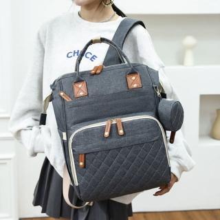 【MoonDy】包包 尼龍包 防潑水包 多功能包 防水媽媽包 大容量後揹包 可掛推車 輕便揹包 菱格紋