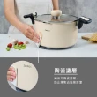 【Zodiac 諾帝亞】不銹鋼陶瓷雙耳瀝水鍋24cm(附贈304不鏽鋼湯勺)