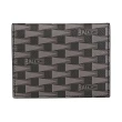 【BALLY】BALLY Pennant內裡燙銀LOGO帆布牛皮三角旗圖案9卡開口式對折卡夾(男款/黑x多色)