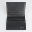 【BALLY】BALLY Pennant內裡燙銀LOGO帆布牛皮三角旗圖案9卡開口式對折卡夾(男款/黑x多色)