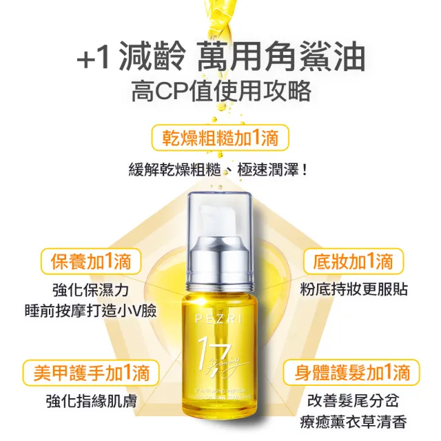 【PEZRI 派翠】買一送一★17胜肽角鯊緊緻精華油30ml(隋棠推薦/保濕緊實彈潤/女人我最大推薦/週年慶)