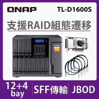 QNAP 威聯通 搭WD 8TB x4 ★ TL-D1600S 16Bay 桌上型多通道JBOD高效能儲存擴充設備(SATA 6Gb/s)