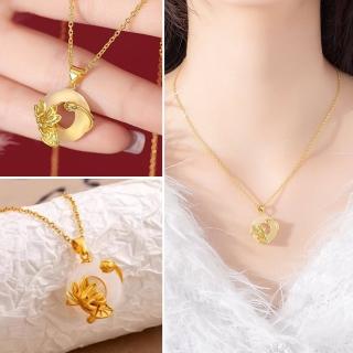 【LEESA】白玉髓項鍊\平安扣項鍊\玉石項鍊\荷花吊墜\玉項鍊\新中式\鎖骨鍊\保平安\送禮\純銀項