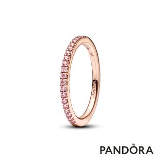 【Pandora 官方直營】璀璨粉紅寶石線戒