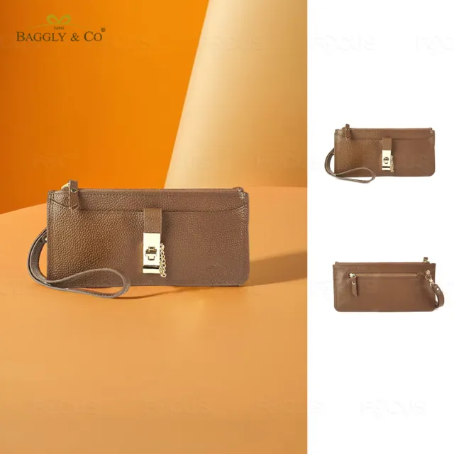 【BAGGLY&CO】雙11 轉釦拉鏈手拿長夾 信封扁夾