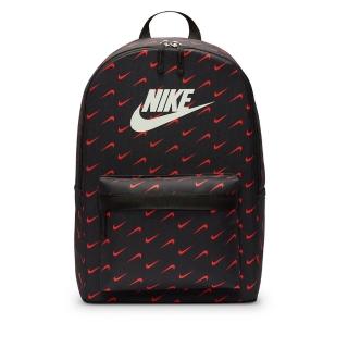 【NIKE 耐吉】後揹包 書包 運動包 大容量 NK HERITAGE BKPK - SWOOSH DROP 黑紅 HF6995-010