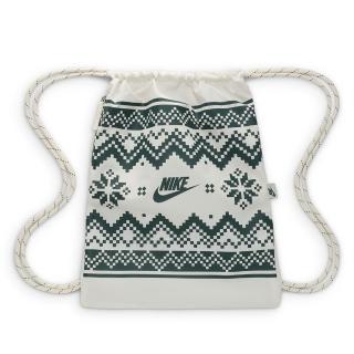 【NIKE 耐吉】後揹包 小包 束口袋 運動包 NK HERITGE DRAWSTRNG-FAIR ISLE 白綠 FZ7287-133