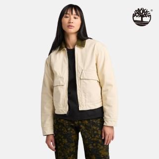 【Timberland 官方旗艦】女款象牙色絎縫水洗帆布外套(A5ZTFEFL)