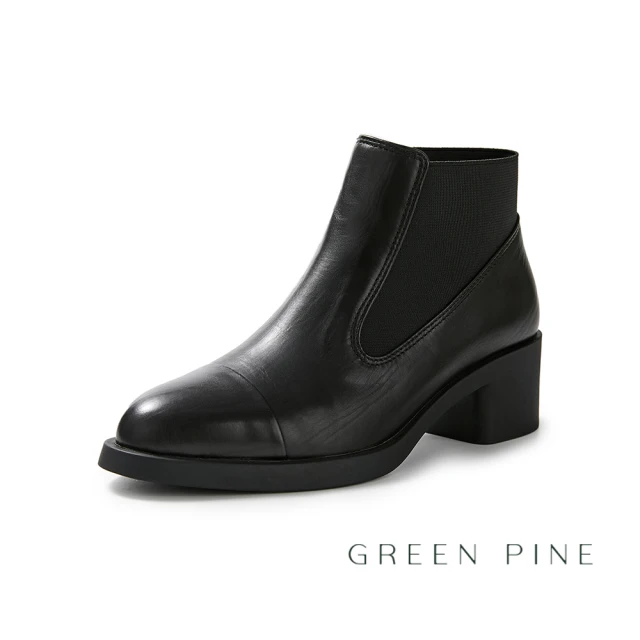 WYPEX 現貨 圓頭真皮粗跟短靴女鞋女靴 厚底切爾西靴評價