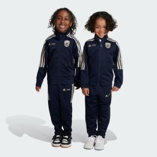 【adidas 愛迪達】大童 男童 女童 長袖上衣 長褲 運動套裝 亞規 LK MRVL AV TS 藍 IV9638
