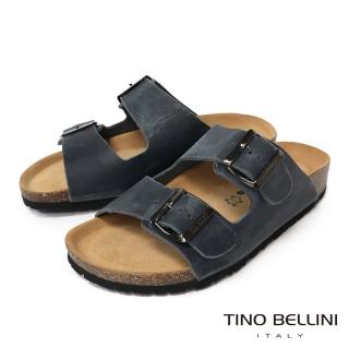 【TINO BELLINI 貝里尼】義大利雙釦拖鞋FSQB001-V(瘋馬藍)