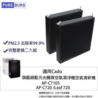 【PUREBURG】適用日本Cado AP-C710S AP-C720 Leaf 720旗艦級藍光光觸媒空氣清淨機HEPA活性碳2合1濾網